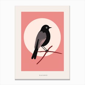 Minimalist Blackbird 4 Bird Poster Canvas Print