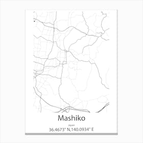 Mashiko,Japan Minimalist Map Stampe su tela