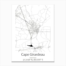 Cape Girardeau,United States Minimalist Map 1 Canvas Print