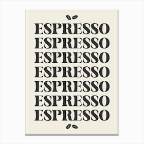 Espresso Retro Kitchen black and cream Canvas Print