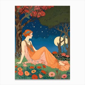 Lady In The Moonlight Canvas Print