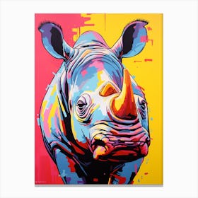 Rhino Pop Art Yellow Blue Pink 1 Canvas Print