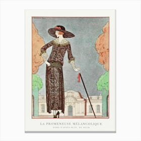 La Promeneuse Melancolique, Robe D Apres Midi, De Beer (1922), George Barbier Canvas Print