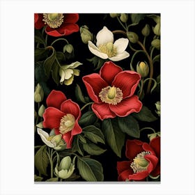 Hellebore 1 William Morris Style Winter Florals Canvas Print