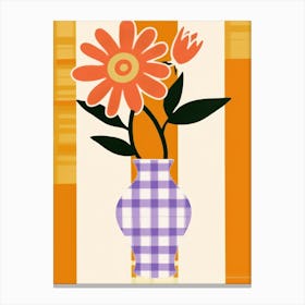 Wild Flowers Orange Tones In Vase 4 Canvas Print