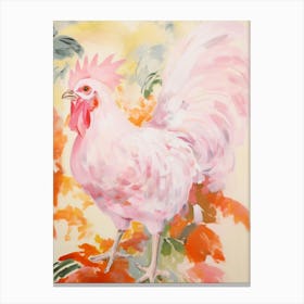 Pink Ethereal Bird Painting Rooster 2 Canvas Print