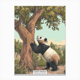Giant Panda Scratching Its Back Against A Tree Poster 5 Canvas Print