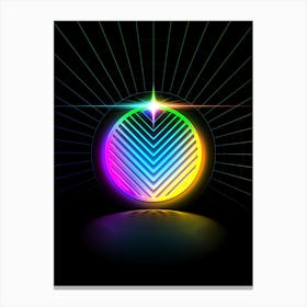 Neon Geometric Glyph in Candy Blue and Pink with Rainbow Sparkle on Black n.0091 Canvas Print