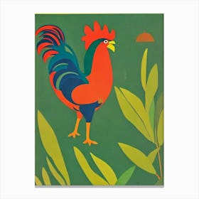 Rooster Midcentury Illustration Bird Canvas Print
