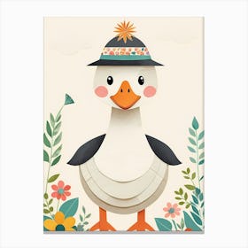 Floral Cute Baby Goose Nursery Illustration (32) Canvas Print