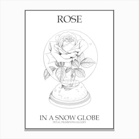 Rose In A Snow Globe Line Drawing 2 Poster Canvas Print