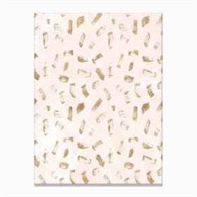 Baby Pink and White Lines With Gold Marks Canvas Print