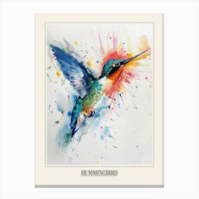 Hummingbird Colourful Watercolour 4 Poster Canvas Print