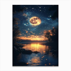 Full Moon Over Water 30 Canvas Print