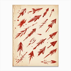 Brushstroke Designed Hand Drawn Arrow Icons Detailed Brushwork Strokes Visible Mix Of Red And Bro (6) Canvas Print