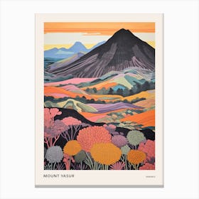 Mount Yasur Vanuatu 3 Colourful Mountain Illustration Poster Canvas Print