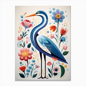 Scandinavian Bird Illustration Great Blue Heron 2 Canvas Print