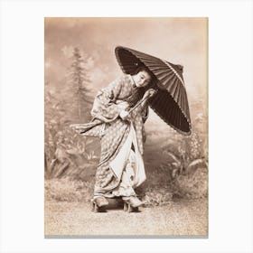 Young Woman Dressed In Patterned Kimono Canvas Print