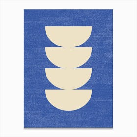 Half-circle Mid-century Style Minimal Abstract Monochromatic Composition - Blue Navy Ivory Canvas Print