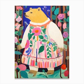 Maximalist Animal Painting Bear 1 Canvas Print