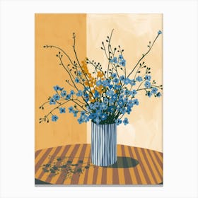 Forget Me Not Flowers On A Table   Contemporary Illustration 3 Canvas Print