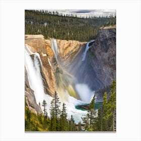 The Upper Falls Of The Yellowstone River, United States Realistic Photograph (1) Canvas Print