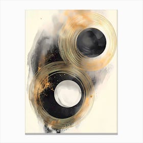 Black And Gold Circles Canvas Print