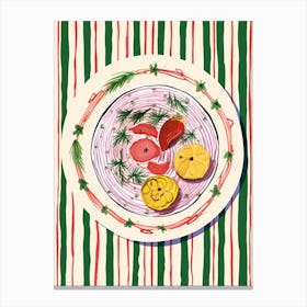 A Plate Of Oranges, Top View Food Illustration 1 Canvas Print