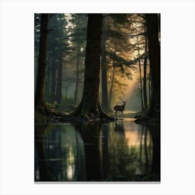 Spiritual Deer Standing in the divine forest Canvas Print
