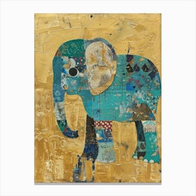 Baby Elephant Gold Effect Collage 3 Canvas Print