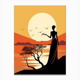 African Woman At Sunset 1 Canvas Print