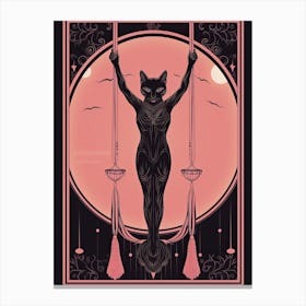 The Hanged Man Tarot Card, Black Cat In Pink 3 Canvas Print