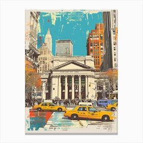 The New York Public Library New York Colourful Silkscreen Illustration 1 Canvas Print