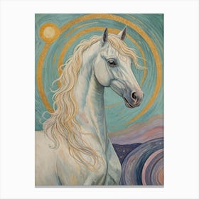 White Horse In Pastel Canvas Print