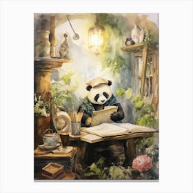 Panda Art Writing Watercolour 3 Canvas Print