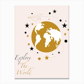 Golden World Map Canvas Print