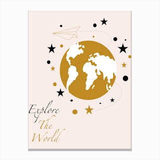 Golden World Map Canvas Print