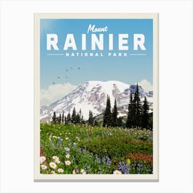Mount Rainier Travel Poster Canvas Print
