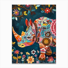 Kitsch Colourful Rhino 2 Canvas Print