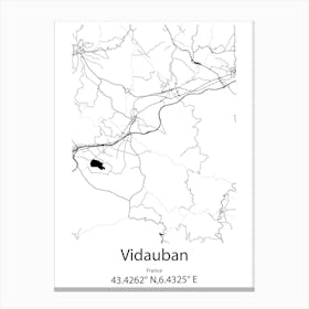 Vidauban,France Minimalist Map Canvas Print