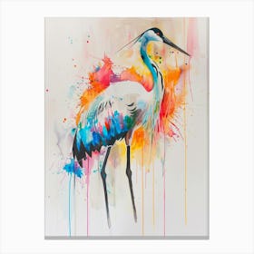 Crane Colourful Watercolour 2 Canvas Print