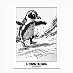 Penguin Sliding On Ice Poster 2 Canvas Print