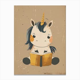 Unicorn Reading A Book Muted Pastels 1 Canvas Print