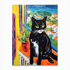 Painting Of A Cat In Cannes France 3 Canvas Print