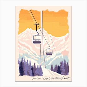 Poster Of Jackson Hole Mountain Resort   Wyoming, Usa, Ski Resort Pastel Colours Illustration 1 Canvas Print