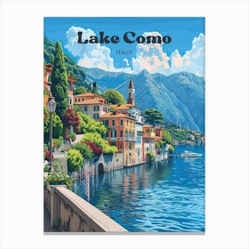 Lake Como Vacation Art Illustration Canvas Print