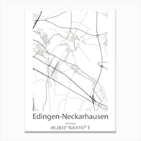 Edingen Neckarhausen,Germany Minimalist Map Canvas Print