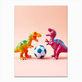 Toy Dinosaur Playing Football 2 Canvas Print