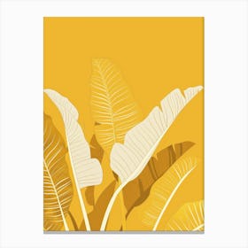 Banana Leaves On Yellow Background 2 Canvas Print