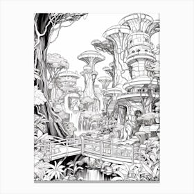 Pandora   The World Of Avatar (Disney S Animal Kingdom) Fantasy Inspired Line Art 3 Canvas Print